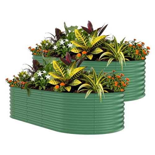 GarveeLife 2 Pcs Raised Garden Beds Outdoor 8x4x2 ft - Galvanized Steel Planter…