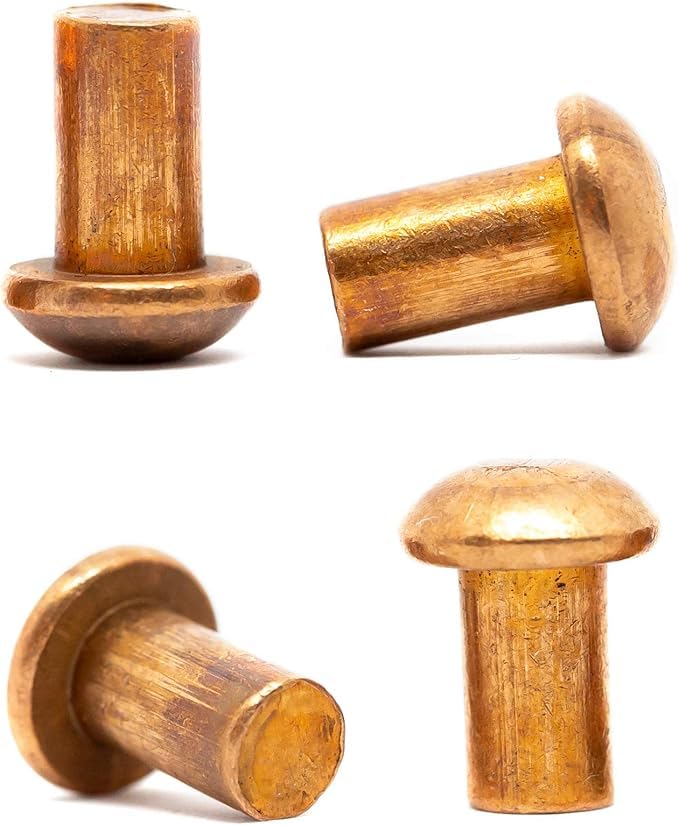 M5 (5mm x 16mm) Copper Solid Round Head Rivets DIN 660 (Pack of 20) D01D