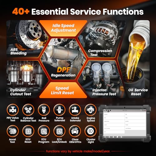 ANCEL X7HD PRO 10.1'' Heavy Duty Truck Scanner, Full-System Diesel Diagnostic Tool with DPF Regen, 42+ Reset, Bi-Directional and Active Test, ECU Coding, HDOBD/OBD2 Scanner for Diesel Trucks - Grey