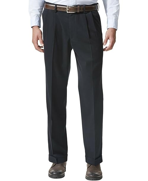 Dockers Men's Relaxed Fit Comfort Khaki Pants-Pleated, Dockers Navy, 30W x 30L