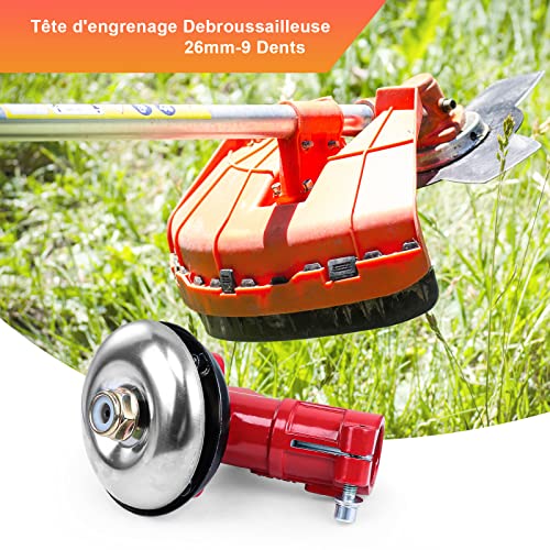 Viabrico Brush Cutter Angle 26 mm-9 Teeth Universal Gear Head for Brushcutter Silver