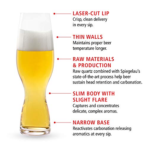 Spiegelau Craft Beer Pilsner Glasses, Set of 4, EuropeanMade LeadFree