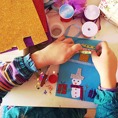 LOVEINUSA A4 Glitter Cardstock Paper, 30 Sheets Glitter Foam Sheet Self Adhesive Sparkle Vinyl Sticker for Gift Wrapping DIY Party Decorations 10 Colors