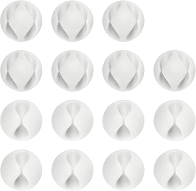 URAQT Cable Clips Holders 15pcs Mini Cable Organizer Desk White