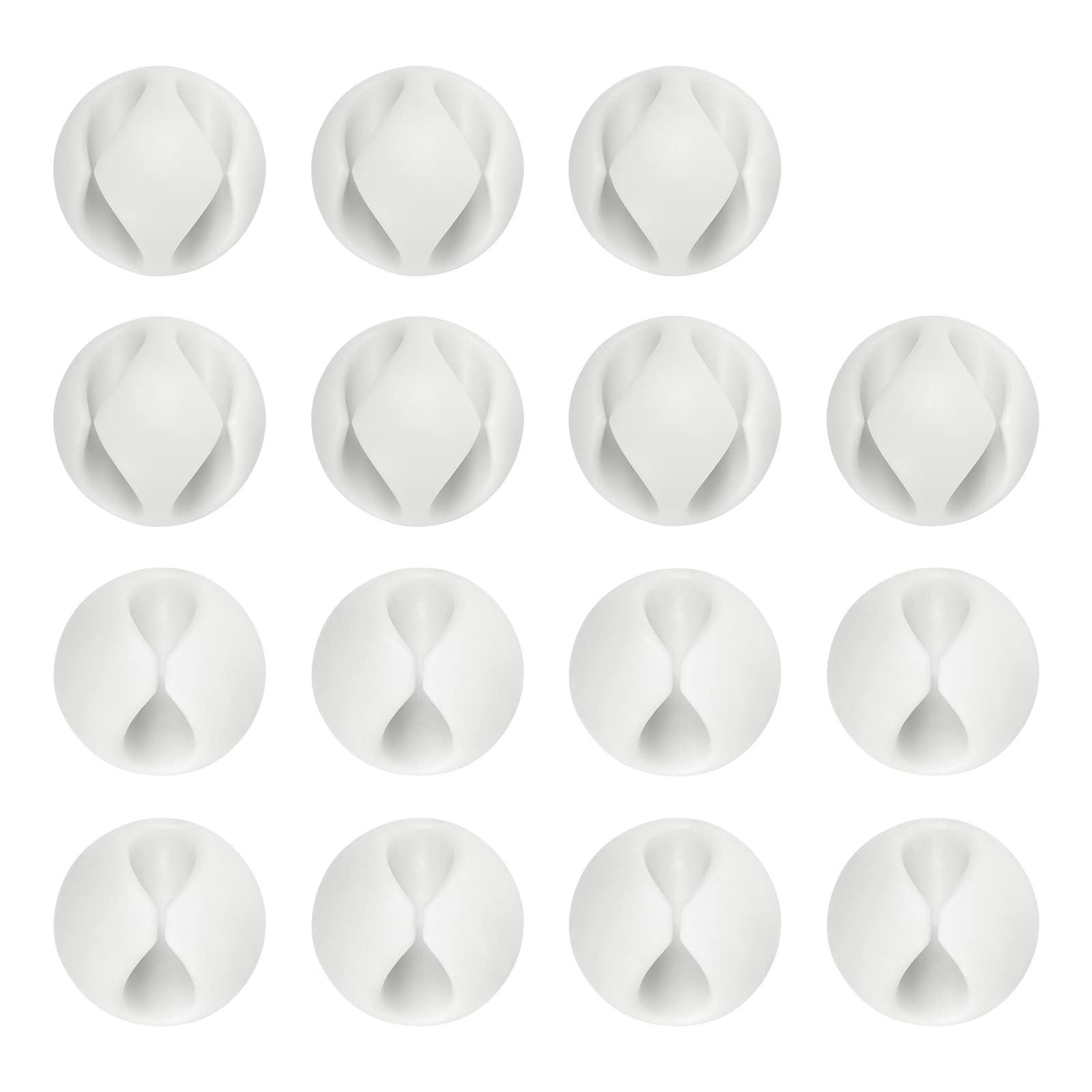URAQT Cable Clips Holders, 15pcs Cable Clip Organizer Mini Cable Tidy Clips, Desktop Cord Holder Organiser, Charging Cord Cable Management for Home, Office, Car and Desk, White