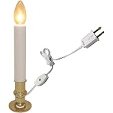 Brite Star Electric Window Candle Lamp - Perfect for Windows, Kitchen &amp; Christmas Decor - Plug in 10 inch Brass Plated Base, White Candle Light, On/Off Switch