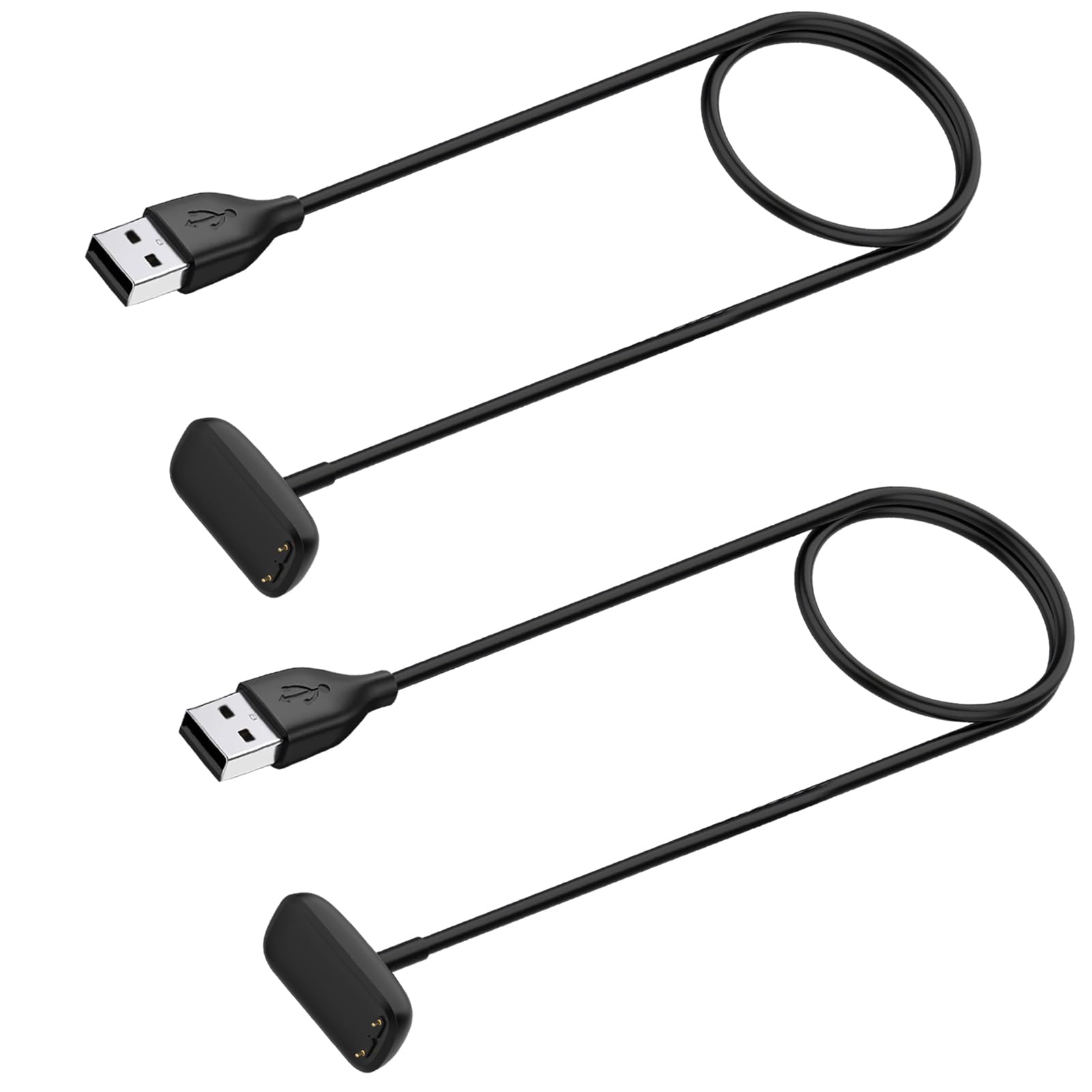 2 Pack Replacement Charger Dock for Fitbit Charge 6/Charge 5/Luxe, USB Charging Cable Dock Stand 3.3ft 100cm, Portable Magnetic USB Charging Cable, Black