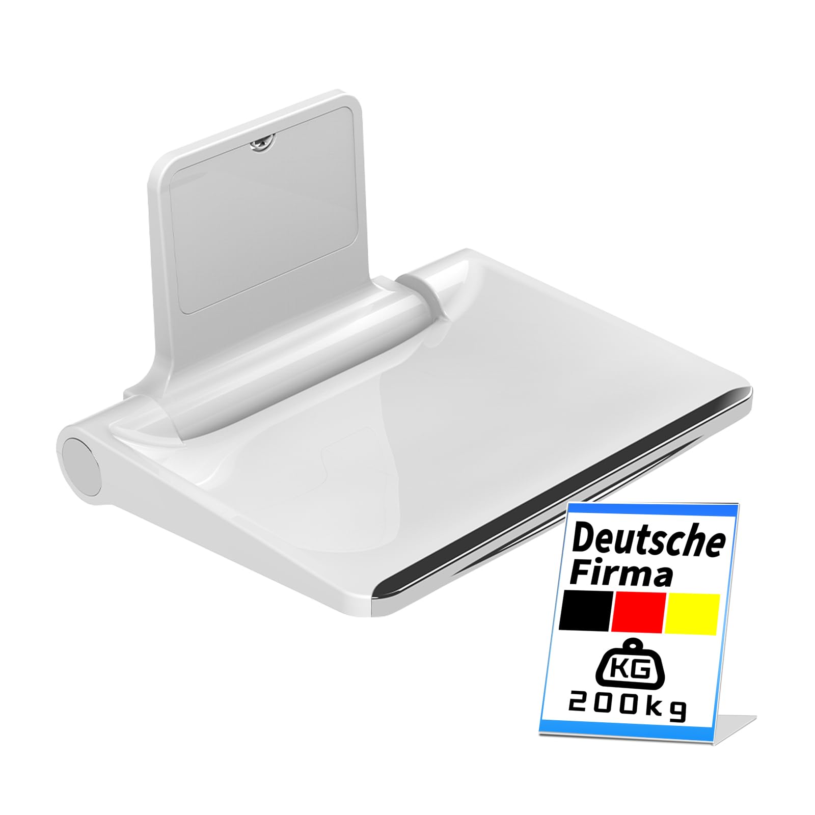 Heuffe Folding Shower Seat Wall Mounted,Fold Up Shower Stool,Shower Chair Foldable,Fold Down Bathroom Stool for Elderly，white