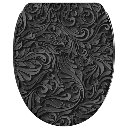 Sanilo Toilet Seat with Soft-Close Mechanism, Many Toilet Seat Lids to Choose From, Nice Finish, Easy Assembly, Sturdy Hinges (Floral)