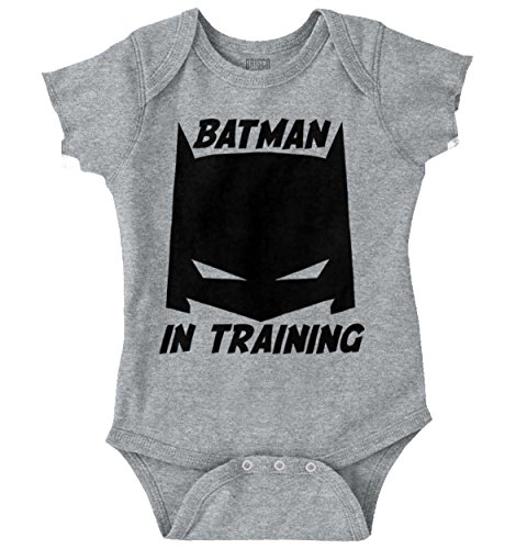 Brisco Brands Bat in Training Funny Superhero Comic Nerd Romper Bodysuit