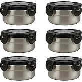 Hpngal [6 Pack 4 Oz Small Condiment & Dip Containers with Leakproof Lids, Reusable Stainless Steel Bento Box Sauce Cups for Lunches, Picnics & Kitchen Storage (6pcs)