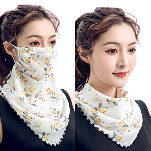 Outdoor Women\'s Sun Protection Anti-Dust Bandanas Cycling Chiffon Face Cover Multifunctional Scarf Mask (Yellow)