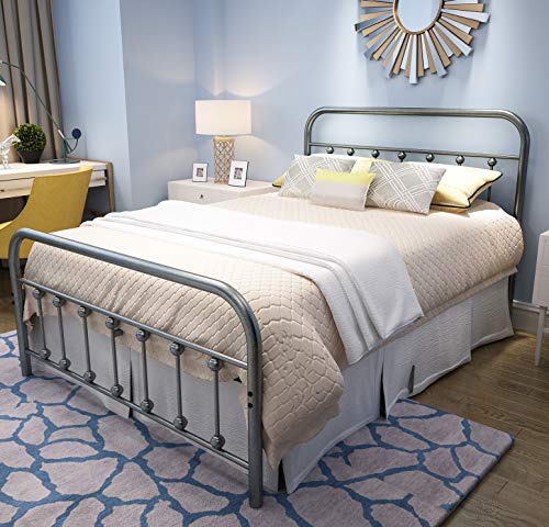 YALAXON Vintage Sturdy Full Size Metal Bed Frame with ...