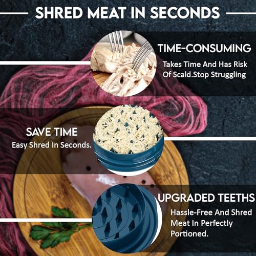 LCTROS Chicken Shredder Worthy for Shredder Meat–Visible Chicken Grinder with Non-Skid Base, Chicken Breast Shredder Tool with Handles Meat Shredder (Blue)