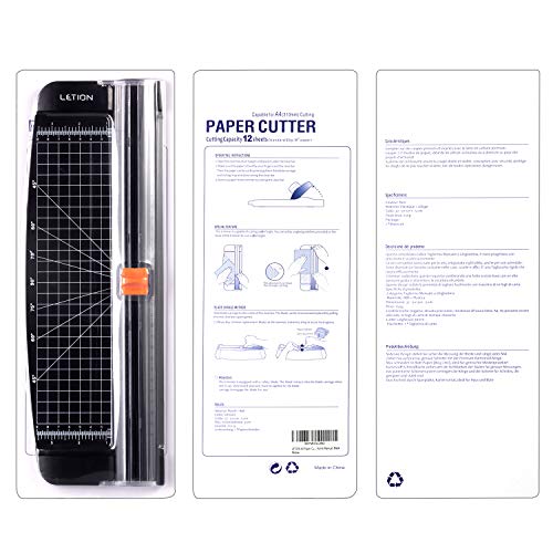 LETION A4 Paper Cutter，Paper Trimmer Guillotine with Automatic Security Safeguard Scrapbooking Tool for Cutting Paper Photographs or Labels Office Home Manual, Black