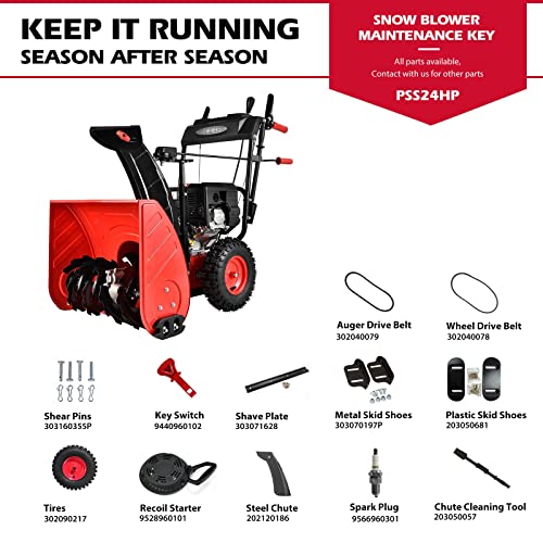 PowerSmart Snow Blower Gas Powered 24Inch 2Stage 212cc Engine with Electric Starter, Hand