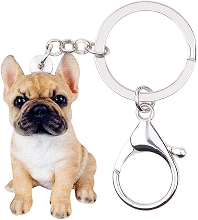 SSLL Schlüsselanhänger Acryl Sitzen Französische Bulldogge Hund Schlüsselanhänger ...