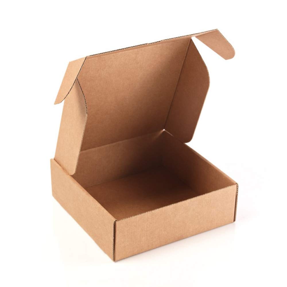 Pack of 20 Self-Assembling Kraft Cardboard Boxes with Lids - Double-Walled, Durable for Shipping, E-commerce, and Courier Services - measurements: 5.1 x 5.9 x 1.6 in