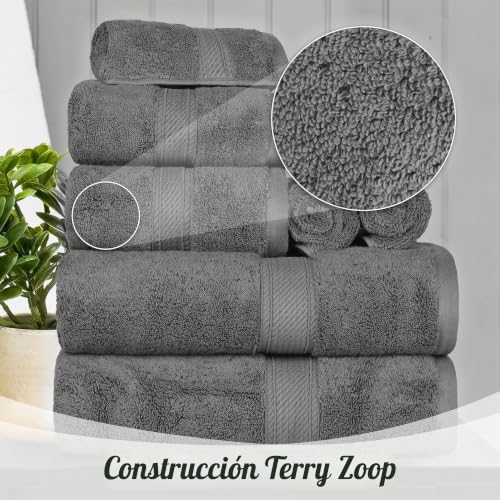 Superior - 900 g/m2 Cotton Bath Towel Set, Charcoal Color, 2 Pieces