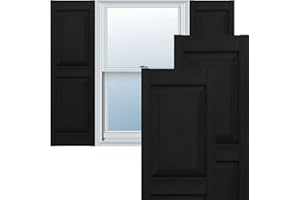 MID AMERICA Mid-America 00021443002 Standard Size Williamsburg Double Panel Vinyl Shutters, w/Installation Shutter-Lok's & Matching Screws (Per Pair), 002, 14 3/4"W x 43"H, Black