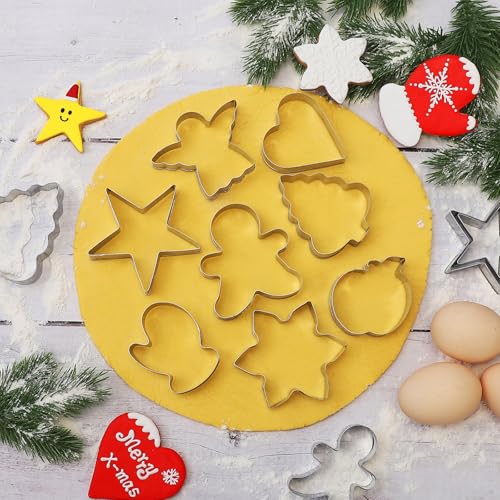 CHRISTMAS COOKIE CUTTERS SET – 24 PCS HOLIDAY COOKIE CUTTER WITH 8 SHAPES – GINGERBREAD MEN, CHRISTMAS TREE, SNOWFLAKE, APPLE, ANGEL, GLOVES, HEART AND STAR BISCUIT CUTTERS FOR WINTER HOLIDAY BAKING