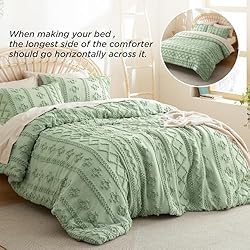 Bedsure Tufted Boho Comforter Set King - Sage Green