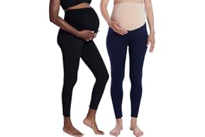 Motherhood Maternity Womens Essential Stretch Full Length Secret Fit Over The Belly Pregnancy Legging-2 PackLeggings