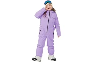Haloumoning Kids Snow Suit Girls Waterproof Insulated Winter Outdoor Overalls Snowboarding One Piece Ski Suit 5-14Years