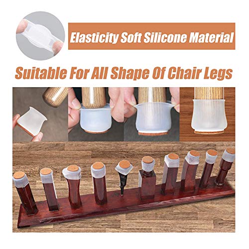 Silicone Chair Leg Caps with Felt Pads Free Moving Table Leg Covers