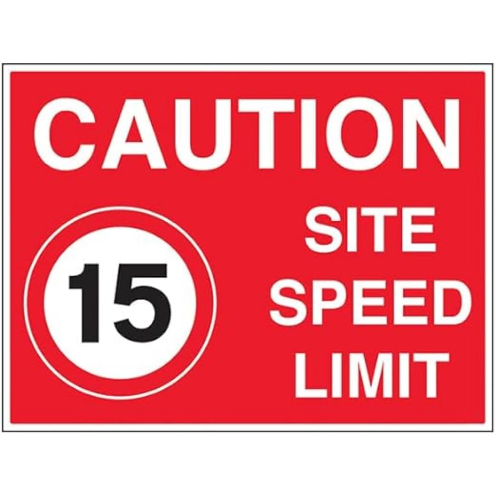 V Safety 15 MPH Site Speed Limit - 800 x 600 2mm Rigid Plastic Safety Sign