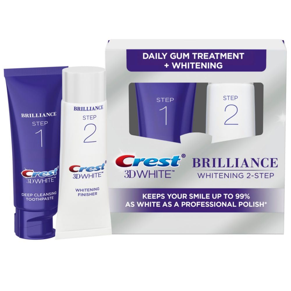 Photo 1 of Crest 3D White Brilliance 2 Step Kit, Crest 3D White Toothpaste, Deep Clean Toothpaste (4oz) + Teeth Whitening Gel (2.3oz)