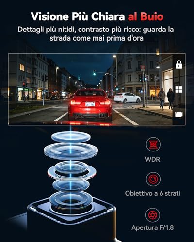 REDTIGER F7N-N Dash Cam Auto 4K Fronte e Retro, WiFi 5.8GHz 20MB/s con APP, Dashcam 2160P/FHD GPS Preciso, WDR, Schermo 3.18", Visione Notturna, Monitor Parcheggio 24H (Senza Scheda)