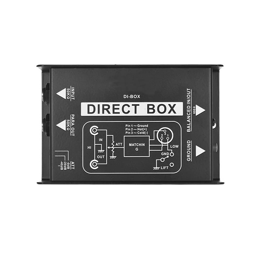 Hopbucan 1 Piece Audio Converter Single Channel DI-Box Black Direct Injection Audio Box Audio Isolator