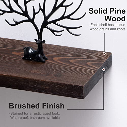 Axeman Floating Shelves Wood 8 Inch Deep, 24 Inch Solid Wood Shelves