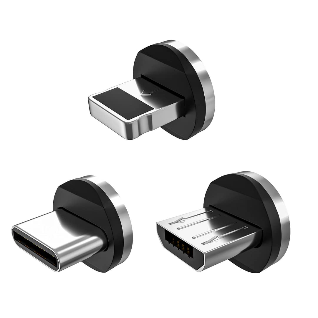 JMF Tech Magnetic Connector, 3 Pack Magnetic Micro USB,Type C/USB C, i-Phone Connector Charging Cable Charge Cord, No Cable. (3 Pack) — image 1