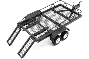 GLOBACT 1/24 RC Trailer with Hook Hitch Metal Flatbed Trailer for TRX4M Axial SCX24 FMS FCX24 1/18 1/24 RC Crawler Upgrade