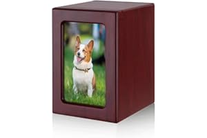 NEWDREAM: Dog Urns for Ashes pet Urns,Pet Cremation Urns, Pet Ashes Photo Box,Dog Urns, Wood Keepsake Memorial Urns Dog Ashes Keepsake (Red s)