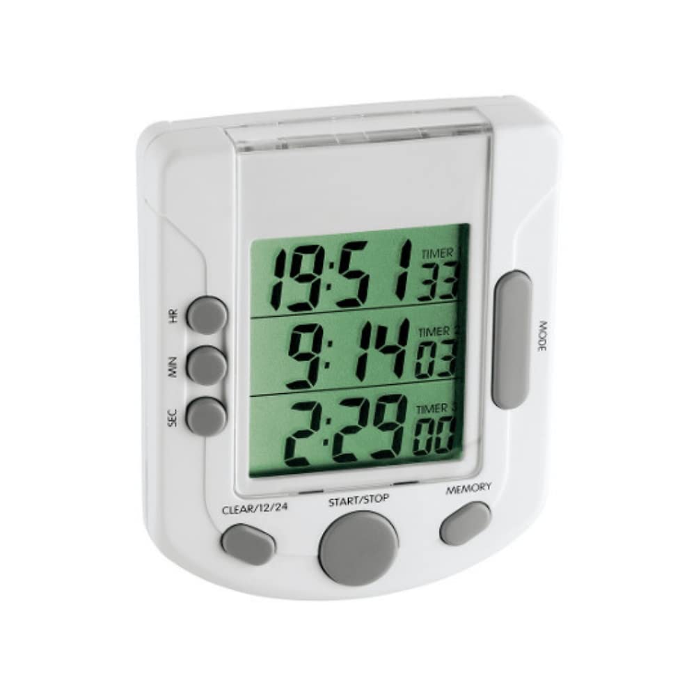 TFA Dostmann Triple Time Digital 3-Times Timer, Multi-Colour, 19.3 x 4.2 x 26.700000000000003 cm