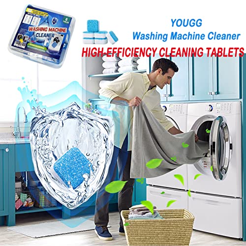 YOUGG Washing Machine Cleaner Tablets（6 Pack,Fresh Solid Washer Deep Cleaning Tablet,For HE