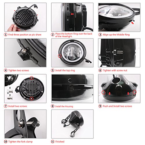 7" 7 Inch headlights Housing bucket for Harley Dyna, Iron 883 Upgrading