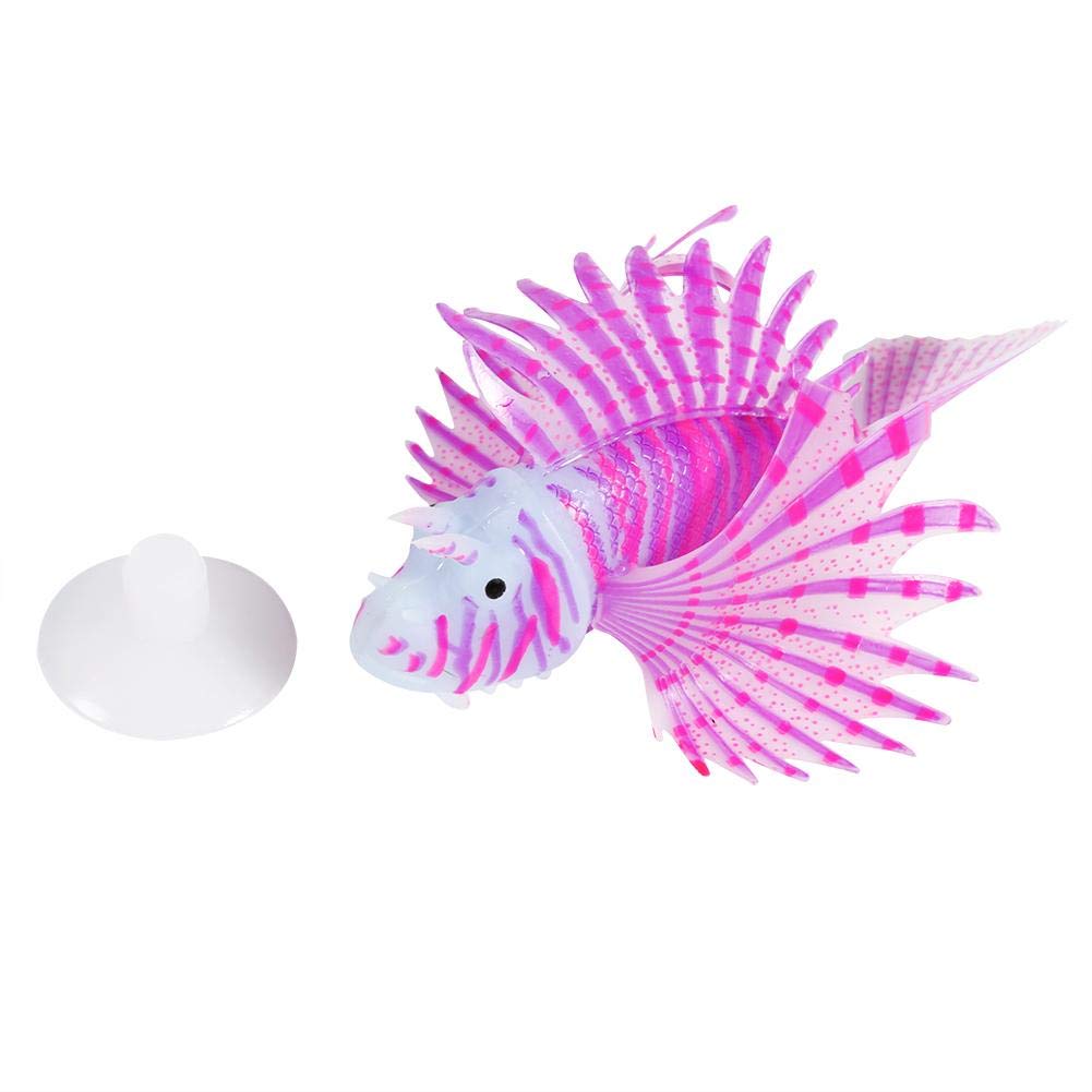 Zerodis Fish Tank Ornament, Silicone Simulation Fish Ornament Luminous Fake Lionfish Decoration Aquarium Fish Tank Decoration(Purple)