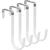 FYY Over the Door Hooks, Single-Hanger 4 Pack, Fits Doors 1 3/8" White | Heavy Duty Metal, Hold 20lbs, Rubber-Coated, No-Drilling, for Bathroom Dorm, Hanging Towels Clothes Hats Bags Coats Wreaths