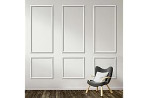 6 Set Peel and Stick Wall Molding Kit, Ready to Assemble Wainscoting Accent Panel,Pre-Cut Chair Rail Moulding Trim for Home D