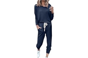 SHOPESSA Jogging Suits for Women 2 Piece Set Track Pant with Pockets Sweatshirt Pants Set Trendy Clothes