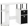 Furinno Jaya Simplistic Computer Study Desk with Bin Drawers, White/Black/Black