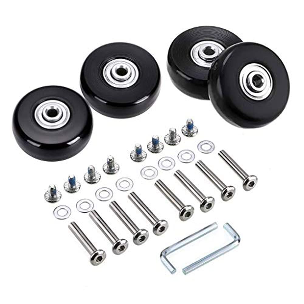 LOTOWELZON 4Pcs Set Luggage Replacement Wheels 50mm with 6mm(0.24") Bearings Repair Kits ABEC 608zz for Suitcase and Inline Outdoor Skate and Caster Board (50 * 18mm/1.97"*0.7")