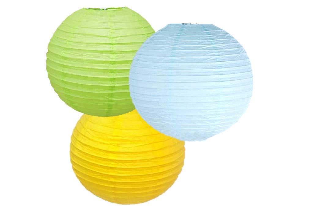 Paper Lanterns Mix Color Packs of 3 Round Paper Lanterns Lampshade Party Decorations (Mix Color 2, 8" (20 Cm))
