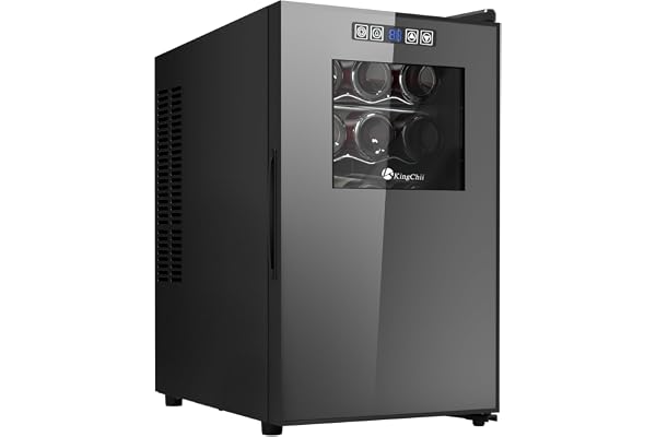 KingChii 18 Bottle Wine Cooler, Freestanding Wine Fridge with Glass Door, Adjustable Shelves & Digital Temperature Display Wine Refrigerator for Red, White, Champagne - Perfect for Home, Kitchen, Bar