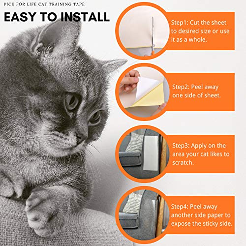 10 Sheets Cat Scratching Deterrent Tape, No Residue Anti Scratch Cat