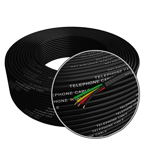 Phone Cable 300ft Rounded Black Roll (100m Long) 4x1/0.4 26 AWG Gauge